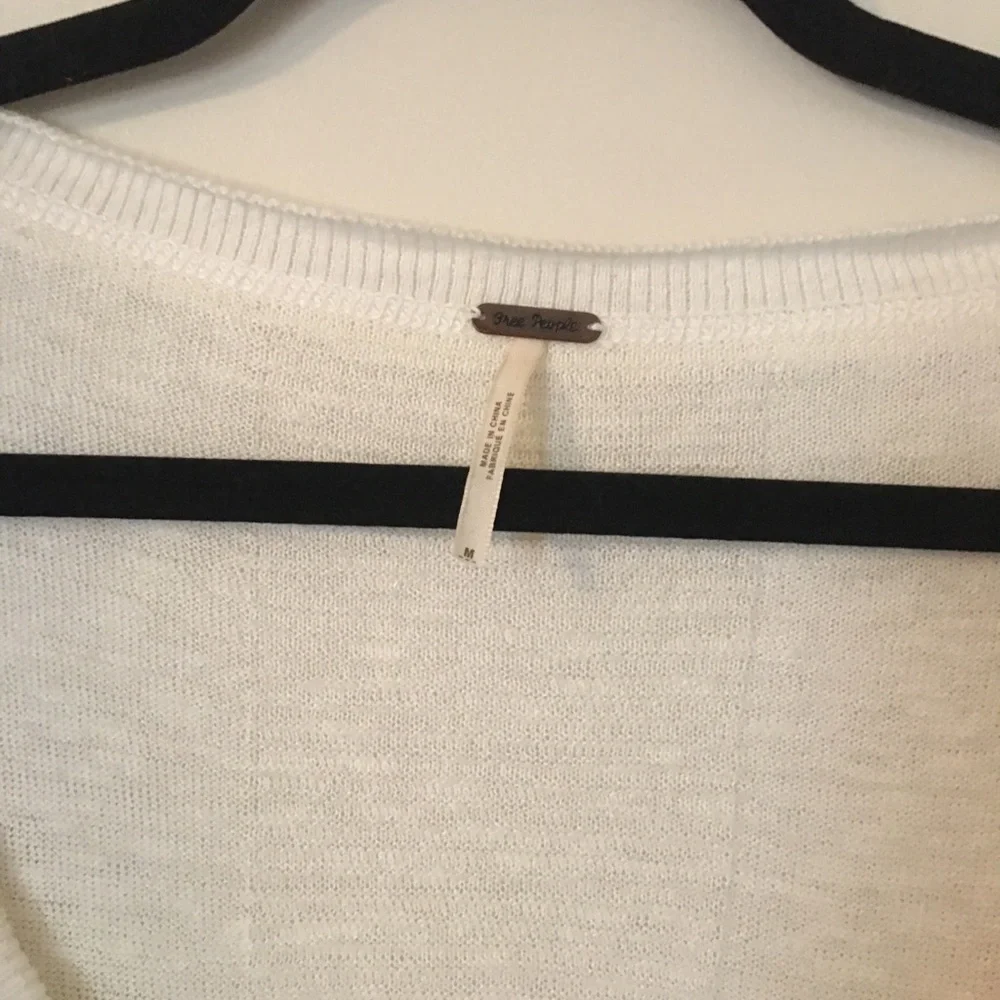 Free People Ivory Knit And Lace Sweater